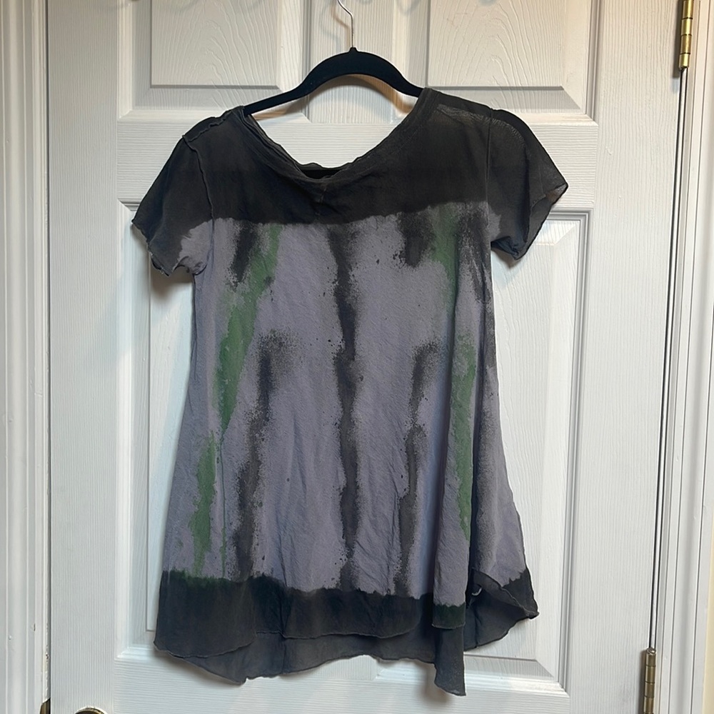 Pete small gray green short sleeve see throw top